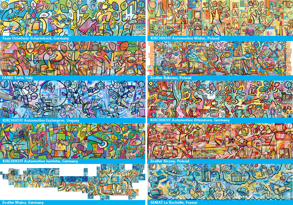 A collage of all puzzle artworks